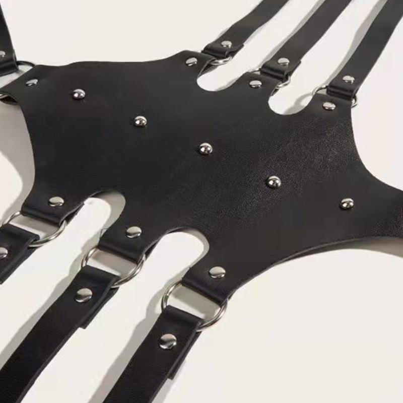 Punk Waist Belt Women Halloween Leather Skinny Body Adjustable Belts with Alloy Buckle for Party Night Club Waist Slim