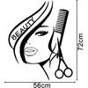 BIBITIME Modern Fashion Beauty Girl Cut Hair with Scissors Comb Barber Shop Wall Decal Window Sticker Hairdressing Salon Creative Personality Vinyl