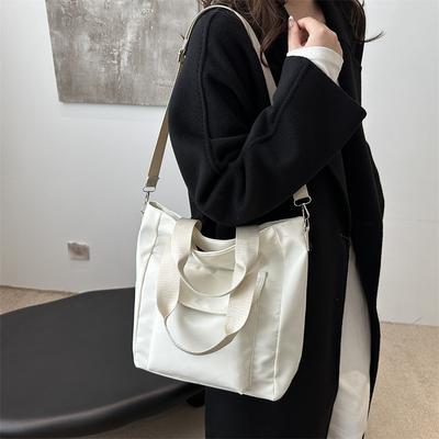 Trend Canvas Women's Fashion Nylon Casual Solid Color Trend Large Capacity Portable Shoulder Tote Bag Women