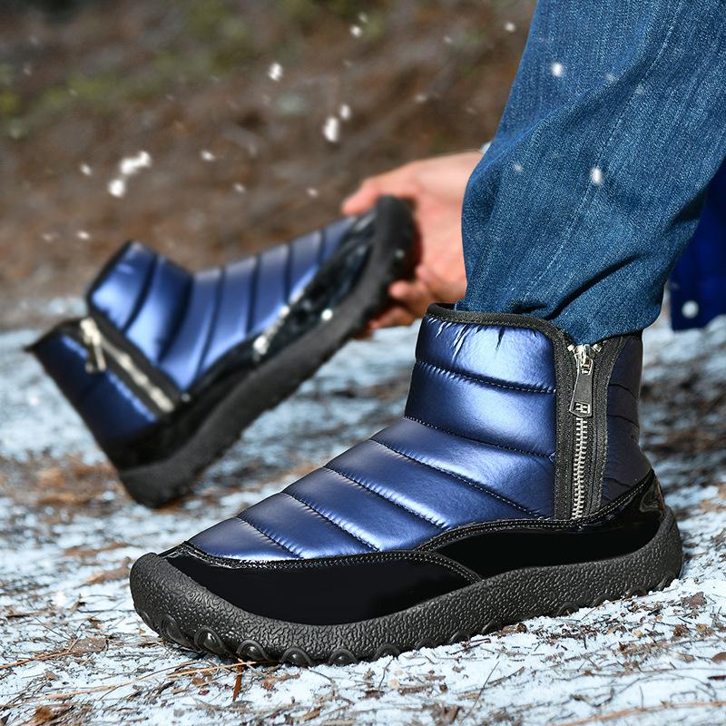 New down cloth waterproof snow boots warm short boots thickened and down winter cotton shoes non-slip shoes