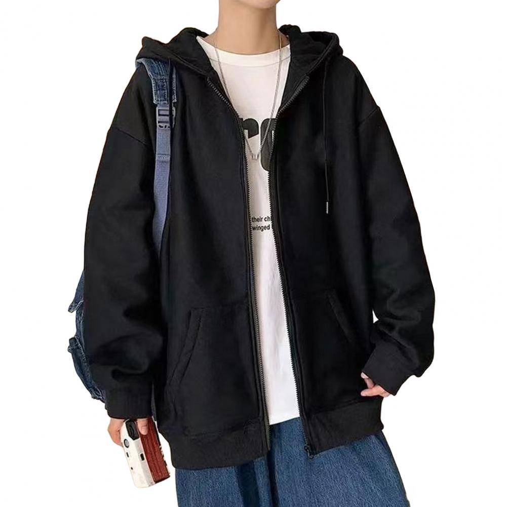 

Модные мужские куртки, пальто, толстовки, свободные толстовки с длинным рукавом на молнии, уличная одежда, свободные мужские толстовки с капюшоном, повседневная куртка XL чёрный