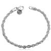 Trendy 4mm Silver-Plated Twisted Rope Bracelet for Women