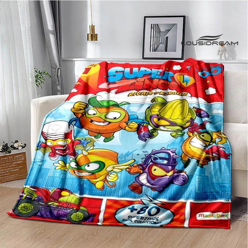 3D Cute Cartoon Super Zings Blankets Picnic Blanket Warm Flannel Blankets Soft and Comfortable Blanket Bed Linings Birthday Gift