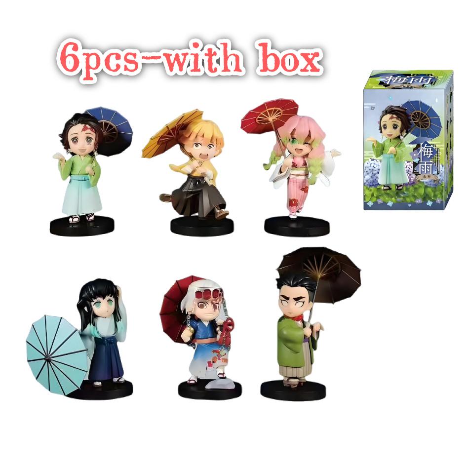 Demon Slayer blind box Plum Rain Series anime figure Tanjiro Kamado Nezuko Action Model Pvc Desktop Ornament Collection Toy Gift