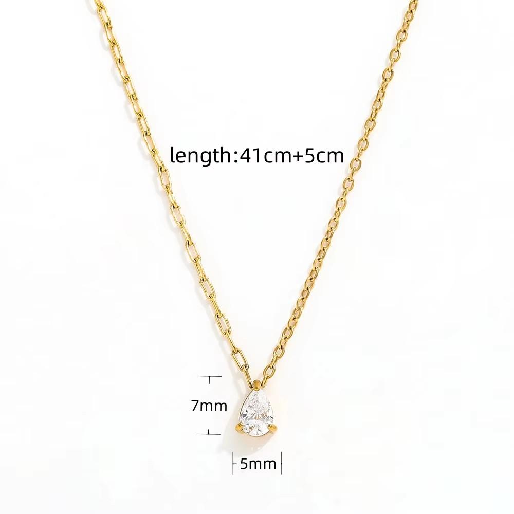 Fenny 18K Gold Plated Waterproof&No Fade Fashion Permanent Versatile Fine Teardrop Pendant Stainless Steel Necklace