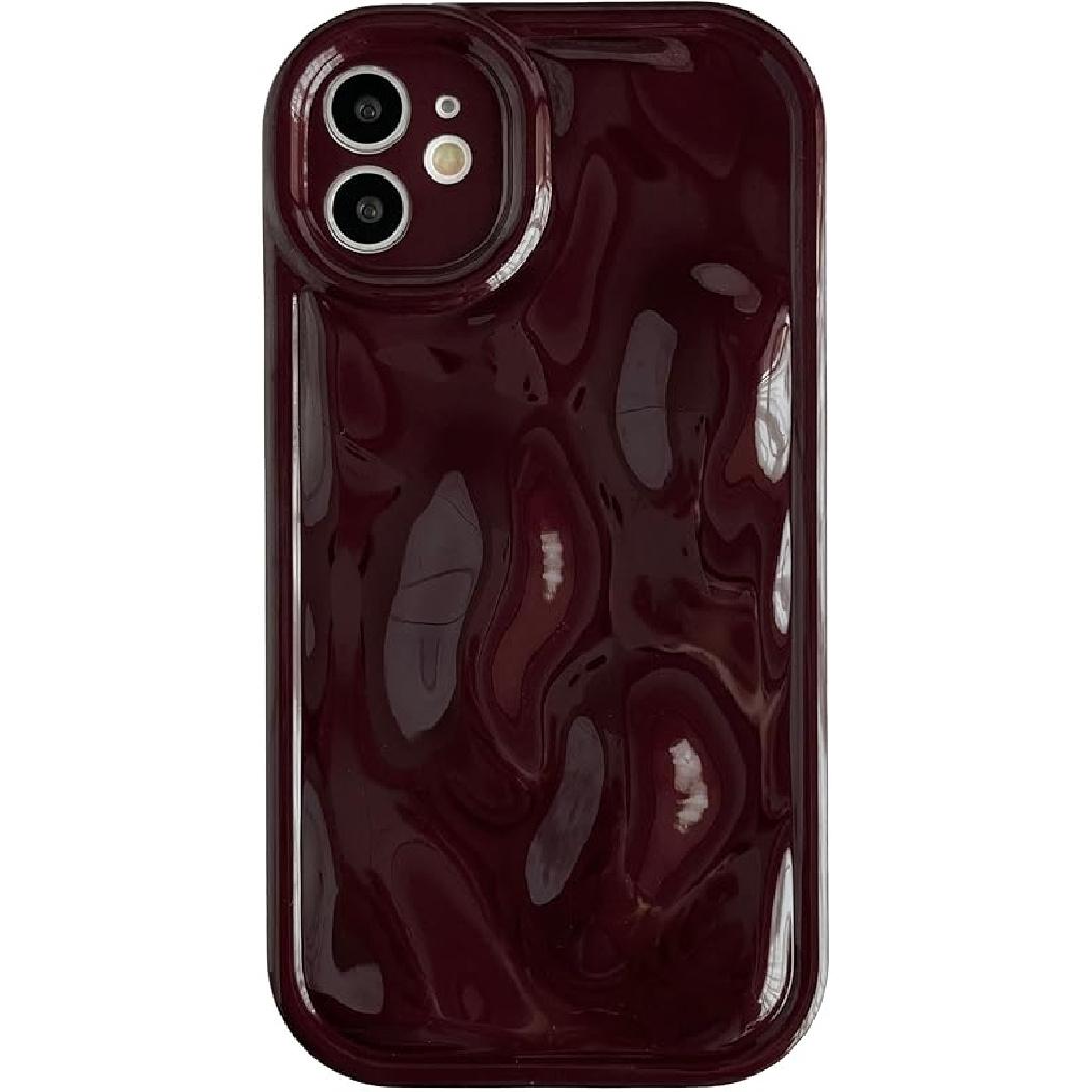 Чехол Caseative для iPhone 11, Волна с рябью, Метеорит, Пузырь, Хромированное покрытие, Мягкий чехол для телефона (Серебряный) вино красного