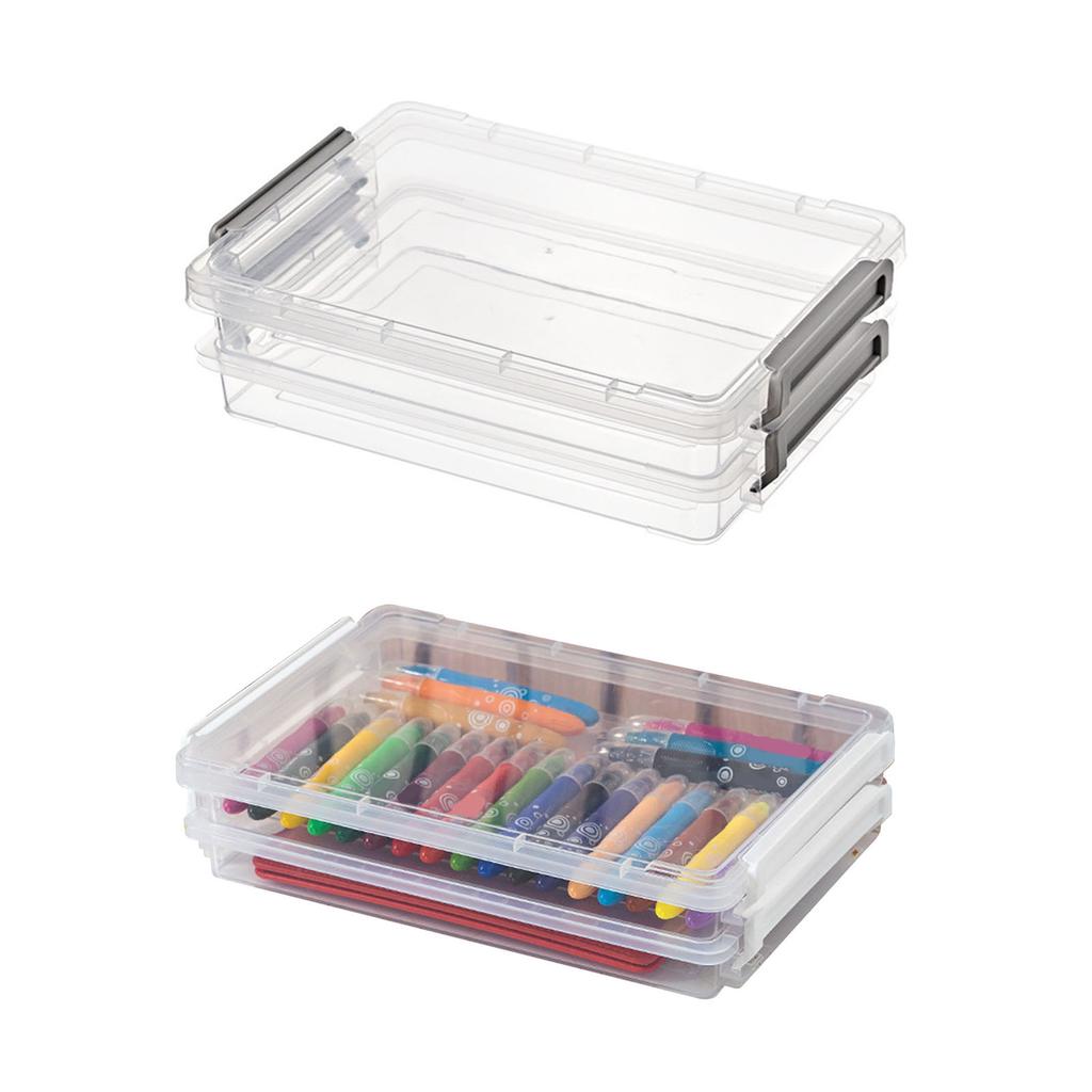 2pcs Plastic Portable File Box Stackable Dustproof Protective Clear  Document Case for Document Ph