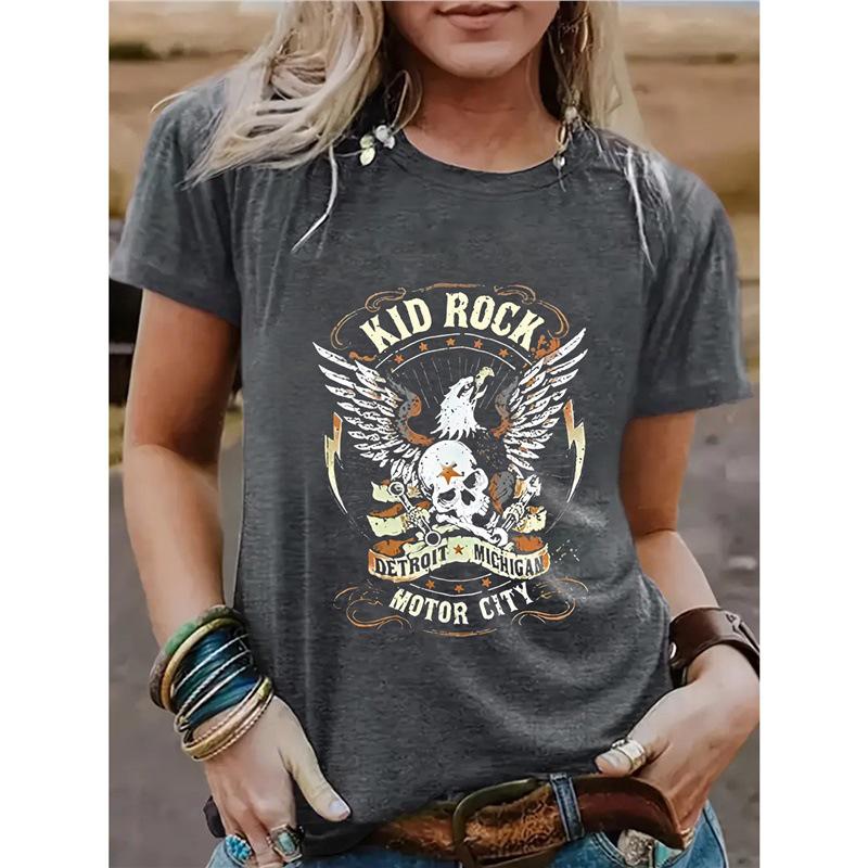 

Женская летняя футболка с круглым вырезом и рисунком орла L