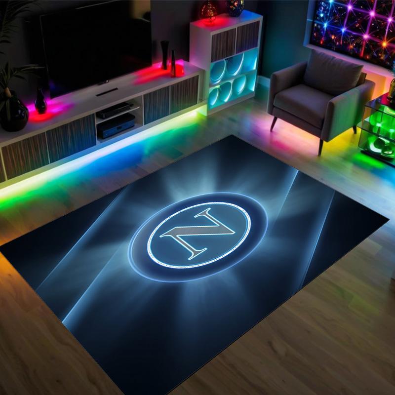 Napoli FC Design Crystal Velvet Carpet Cozy Non?Slip Printed Rug For Bedroom Living Room Entrance