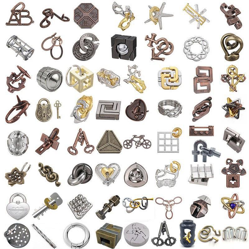 Kongming Lock Puzzle Set: Nine Interlocking Alloy Rings - Educational Disentanglement Toy