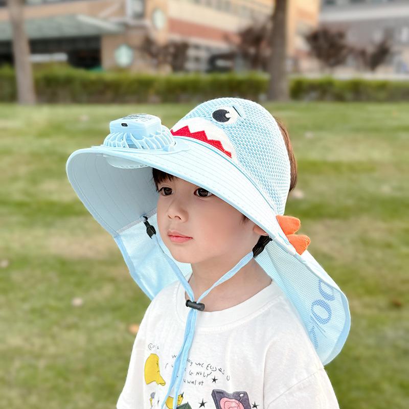 Voice Control Fan Hat Children Summer Girls Large Brim Sun Protection Shawl Hat Empty Top Girl Sun Hat