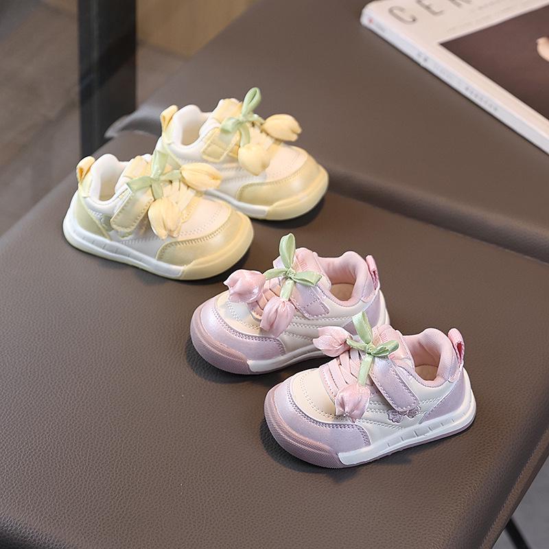 2025 Autumn Tulip Girls' Non-slip Soft Sole Canvas Shoes - Versatile & Fashionable Children's Walking Footwear