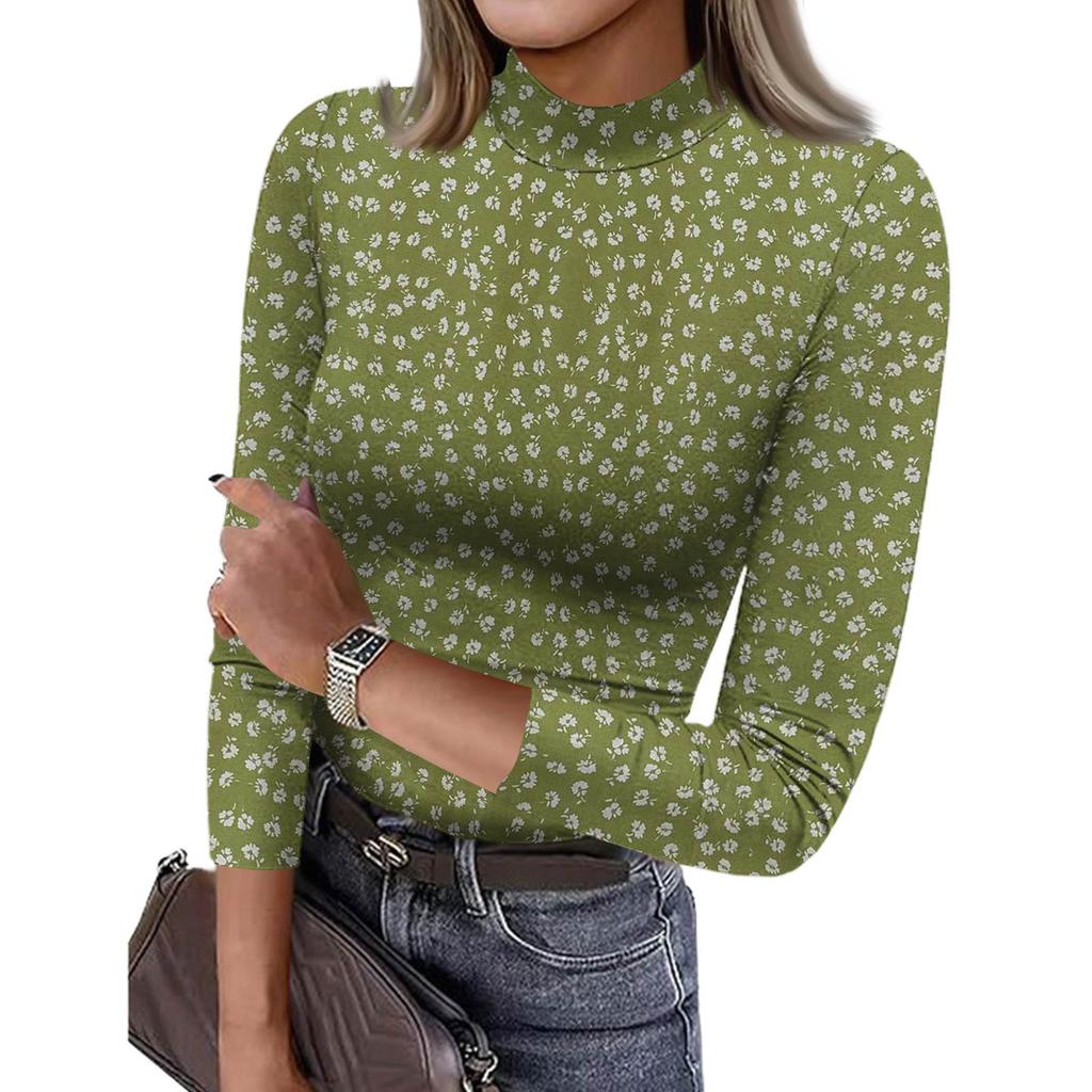 Damen Slim Bottom T-Shirt Mode Lässig Farbverlauf Druck Rundhals Pullover 3/4 Ärmel Top