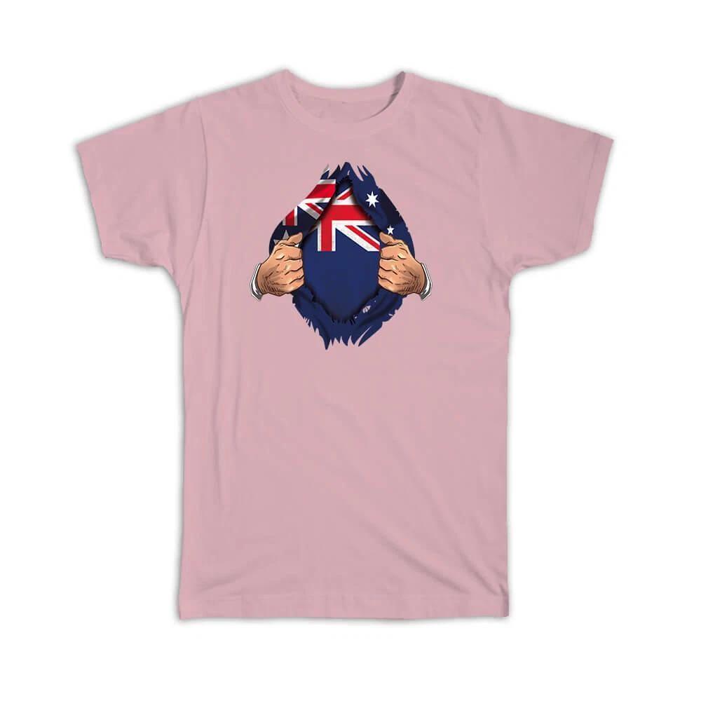 Gift T-Shirt : New Zealand Australian Flag Chest Zealander Kiwi L