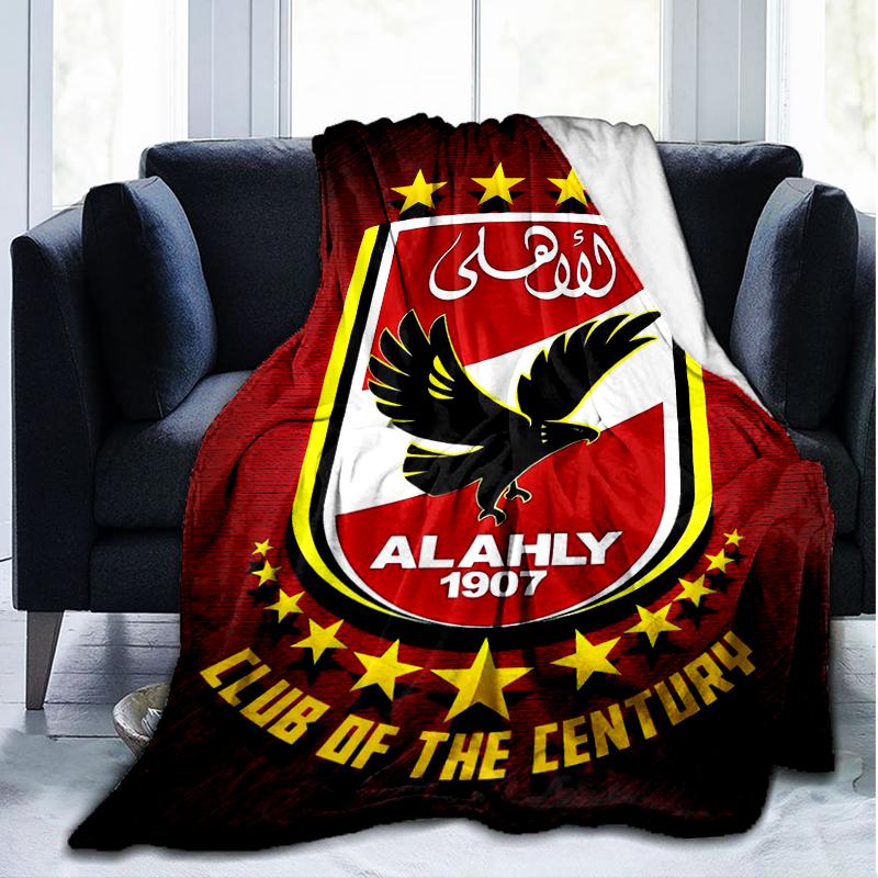1PC Al Ahly FC Printed Soft Flannel Blanket Throw for Adult Bedroom Living Room Sofa Camping Travel Fan gifts Christmas Gifts