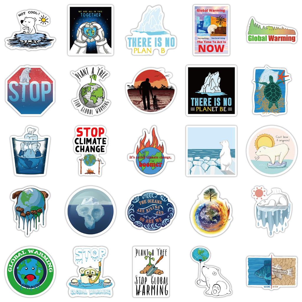 50 Global Climate Change Graffiti Stickers Luggage Trolley Case Notebook Waterproof DIY
