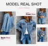 Women's Oversized Distressed Denim Jacket - Casual Long Sleeve Shirt for Spring 2025
