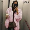 Moda inverno mulheres manga longa outwear pele de raposa quente cor sólida casaco grosso