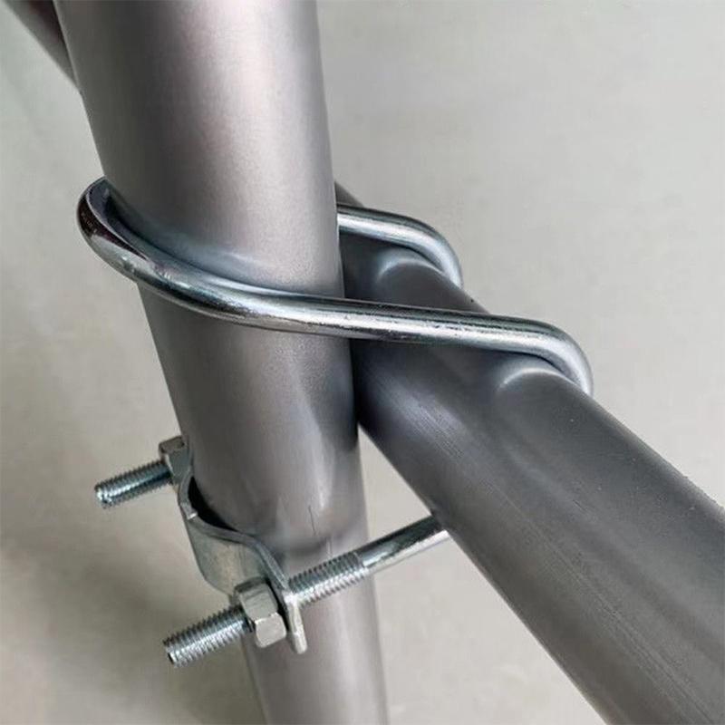 2Pcs U Bolt 20 25 32 M8 Galvanized Double U-Cross Tube Pipe Clamp Screw Steel Connector Scaffolding Fixing Cross Clamp