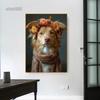 Baby Animal Flower Crown Print Canvas Painting Prints HD Posters Cute Animal Portriat Wall Art Pictures Home Kid Bedroom Decor