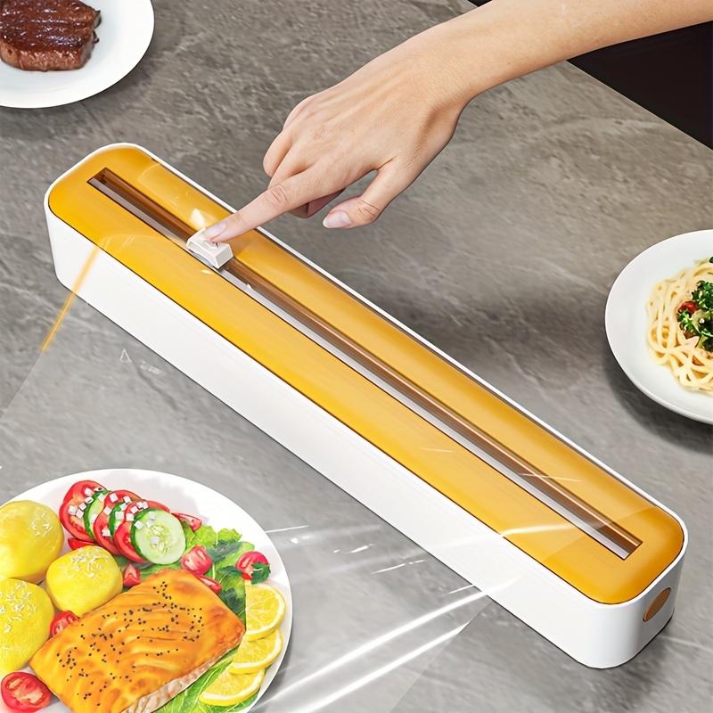 1pc Plastic Cling Film Dispenser Cutter Saran Wrap Dispenser Aluminum Foil Slider Cutter Saran Wrap Organizer Kitchen Tools