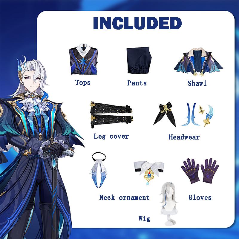 Game   Cosplay Costume Neuvillette Cosplay Suit Neuvillette Wig Halloween Costume Carnival Party for Men Clothes