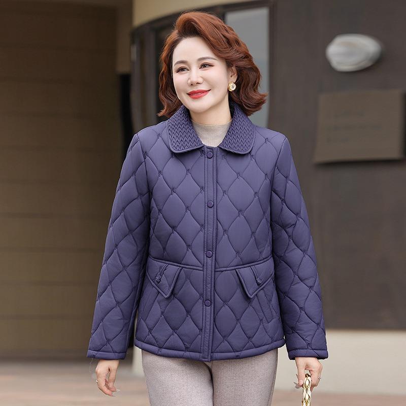 

Middle-aged autumn and winter down cotton-padded tops, light and small cotton-padded jackets, winter padded jackets, embroidered cotton-padded jackets 5XL [recommended 150-80kg] фиолетовый