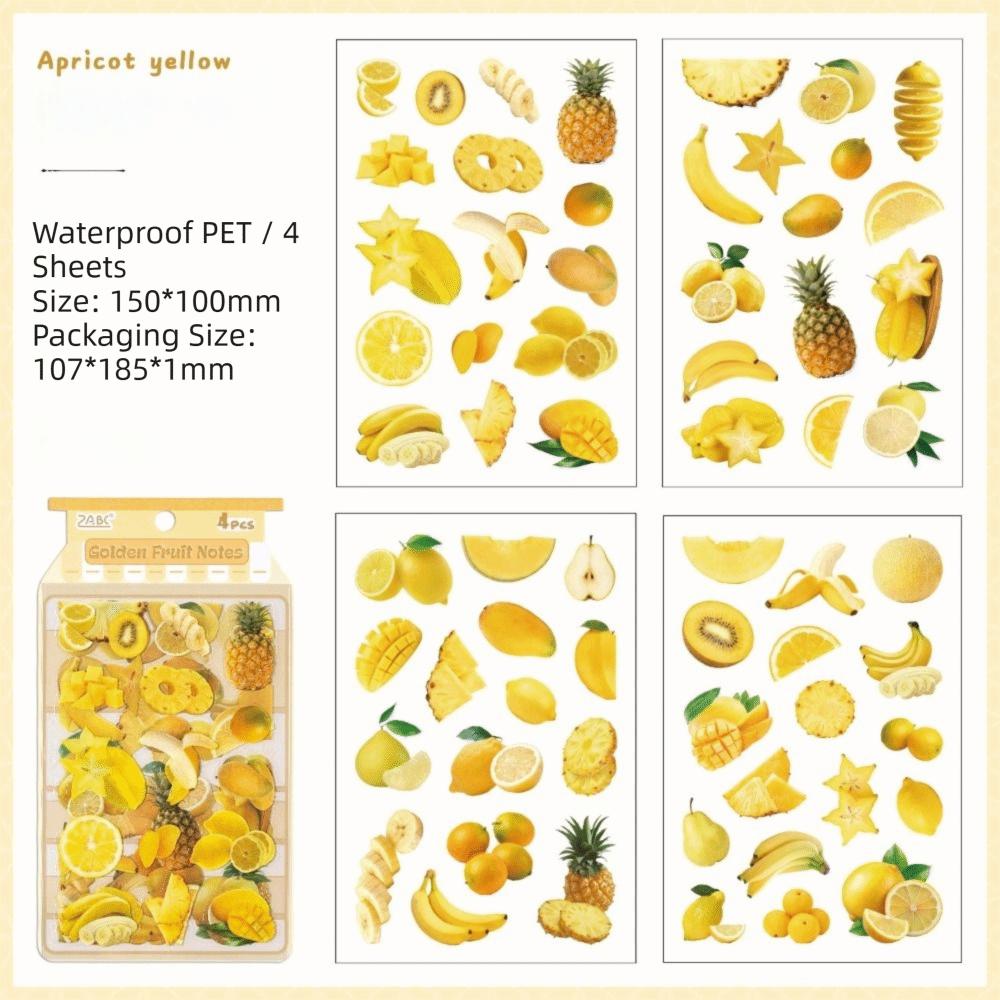Fresh Cute Style Fruit Stickers Kawaii Style Creative DIY PET Stickers Fruit Theme Decorative Stickers Flat Stickers