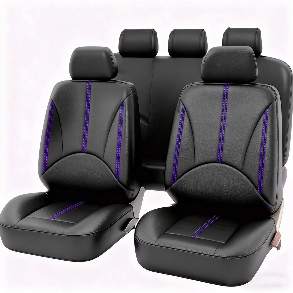 Universal Patchwork PU Leather Car Seat Cover for 5-Seater - Fits European, American, and Mexican Models