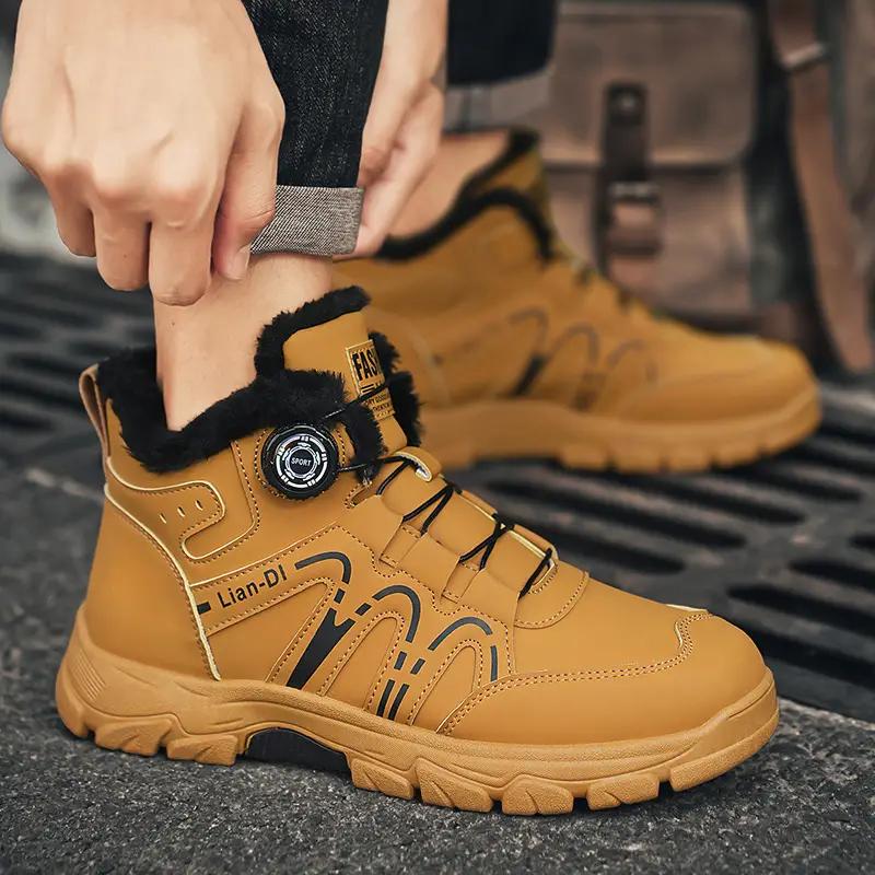 Men's Winter Sneakers Slip-Resistant Traction Outdoors, Cushioned EVA Insole & PU Upper - Low-Top Lace-Up Shoes Cold Weather Footwear, Outdoor Walking