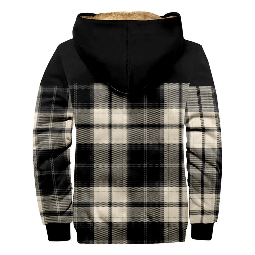 Men's Plaid Print Double Pocket Jacket Men's Spring And Casual Zipper Hooded Jacket