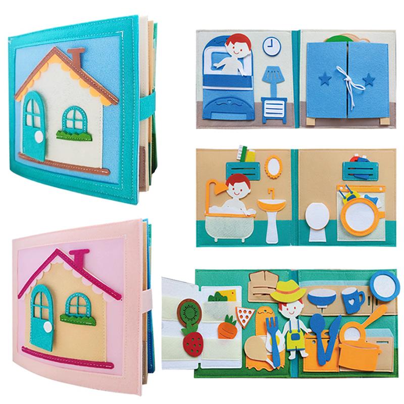 Batolata Montessori Hračka Busy Book 3D Dětská Příběhová Látková Aktivity Plstěná Tichá Kniha Předškolní Vzdělávání Cestovní Hračky
