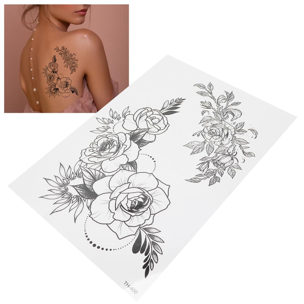 Temporary Tattoo Sticker Arm Chest Back Leg Waterproof Women Flower Tattoo StickerTH‑400
