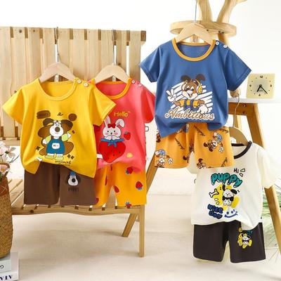 Ensemble de 2 pièces pour enfants Vêtements pour enfants Garçons Filles T-shirt Short Été Coton Manches Courtes Vêtements pour Bébé Enfant Combinaison pour Tout-petit