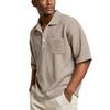 Men's basic stand,up button collar short,sleeved shirts
