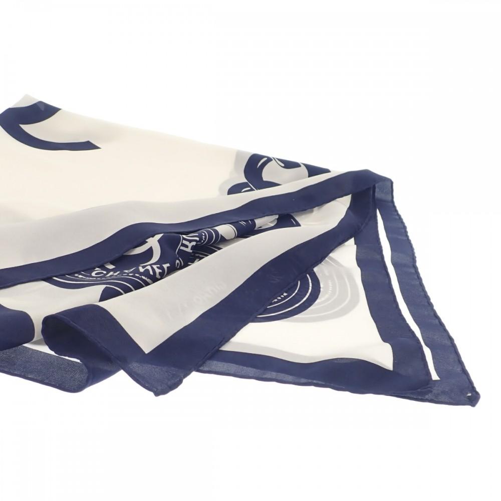 CHANEL  scarf white/Navy silk Women