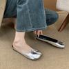Retro Niche Silver Pig's Trotter Shoes Split Toe Half Slippers Women 2025 New Soft Sole Light Mouth Flat Bottom Internet Celebrity One Pedal