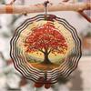 Classic Wind-Powered Outdoor Hanging Windmill with Infinite Rotation - Ancient Red Maple Pattern Garden Decor