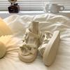 Platform sandals women's summer 2025 new bow French retro casual skirt Roman beach shoes