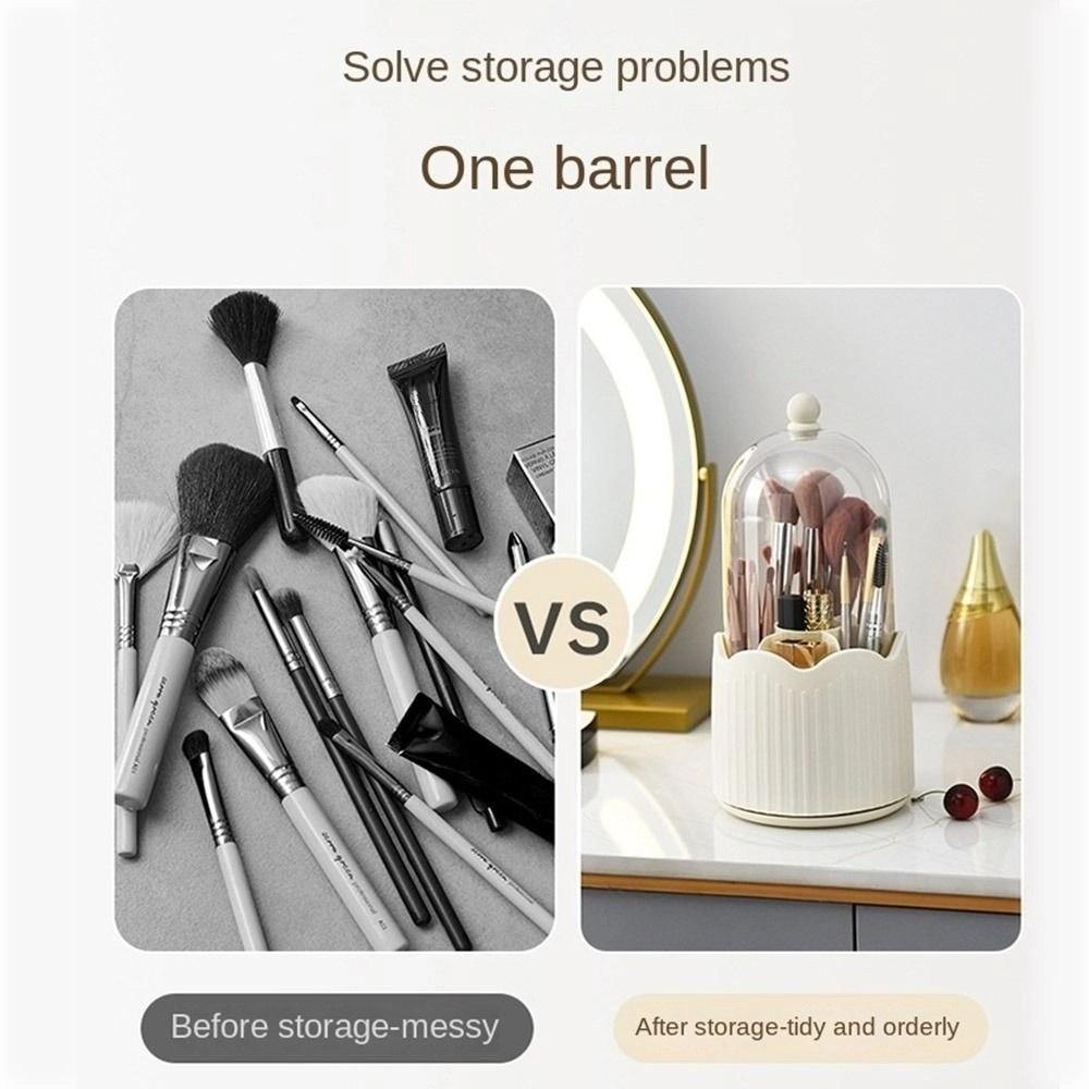 Detachable Rotatable Makeup Brush Box with Lid Desktop Makeup Organizer  Jewelry Container