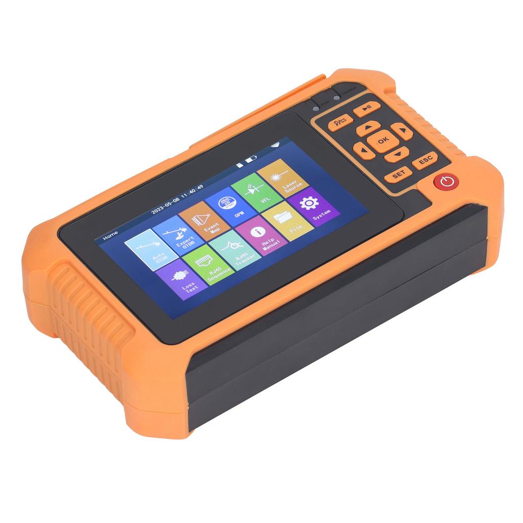 OTDR Fiber Optic Tester 1625nm Optical Time Domain Reflectometer Obstacle Finder 4.3in LCD Touch Screen 100‑240V US Plug