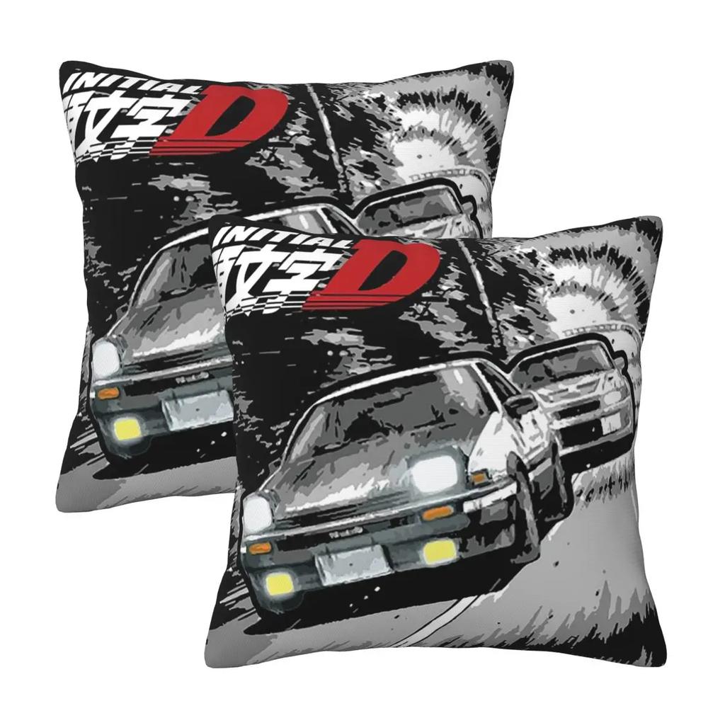 Initial D - Mountain Drift Racing Ae86 2 Pcs Square Pillowcase Pillow Cover Cushion Throw Pillow For Home Bedroom