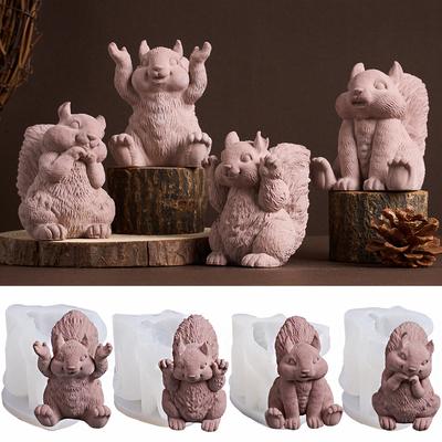 3D Forma na svíčku veverka DIY Roztomilé zvířátko Nástroj na výrobu řemesel Aromasvícen Mýdlo Sádra Pryskyřice Silikonové Odlévací formy Domácí dekorace Umělecké dárky
