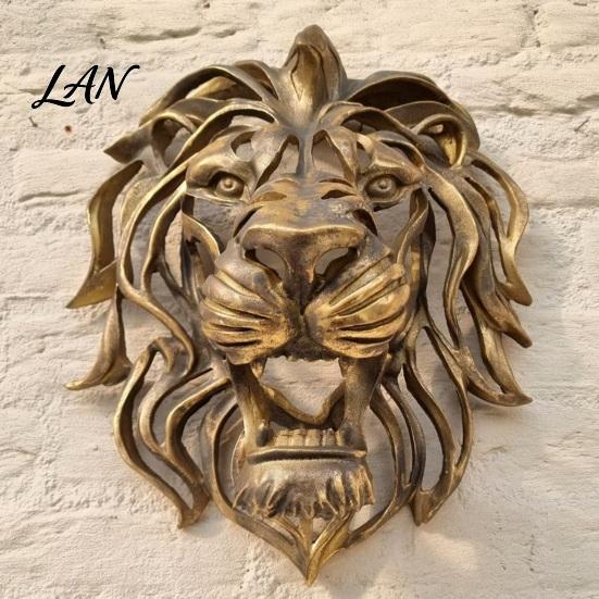 Industrial Style Wall Decoration Lion Sculpture, Resin Retro Bronze Decorative Art, 3D Animal Head Modern Artistic Accents Figurine, Hollow