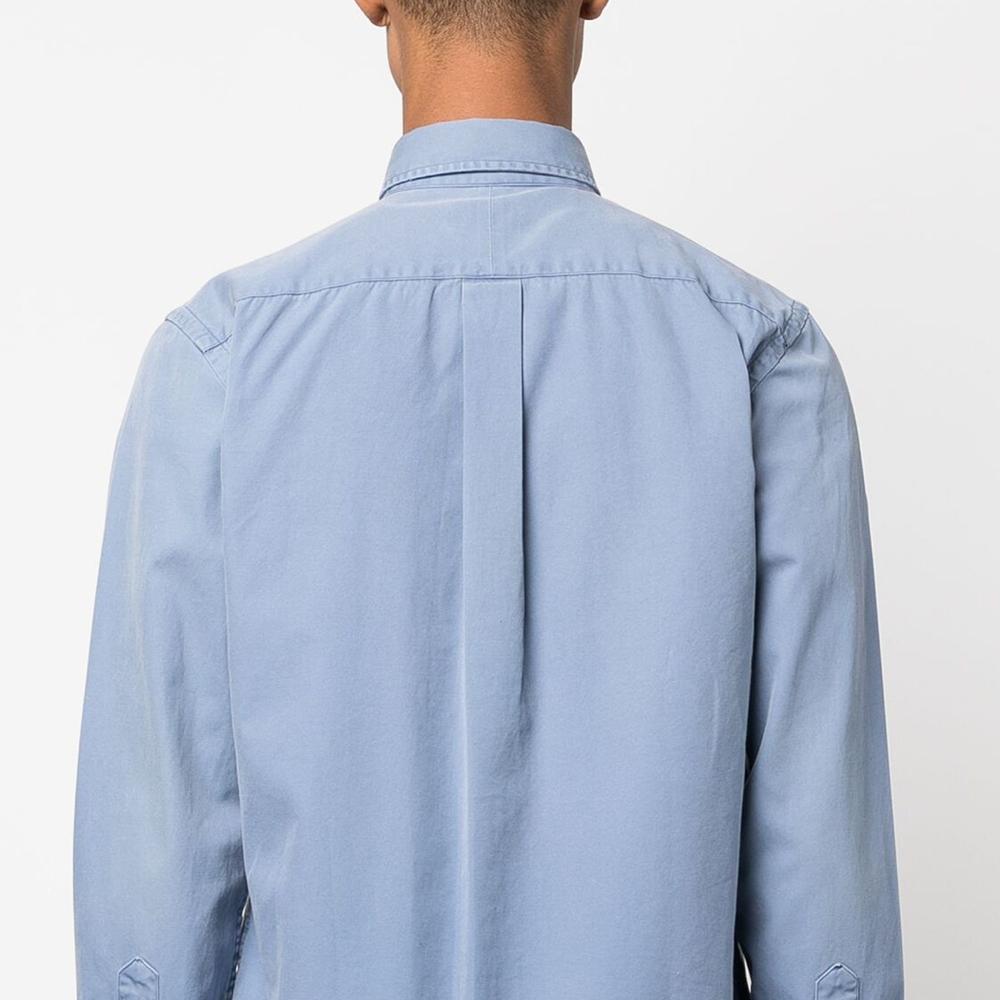 Polo Ralph Lauren Solid Color Polo Collar Long Sleeve Shirt Men Shirts Blue 710864176-001