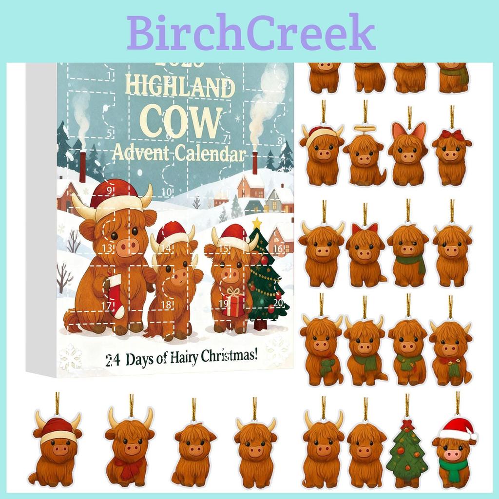 Christmas Blind Box Highland Cattle Series Acrylic Holiday Decorations For Festive Tree Ornaments And Gifts