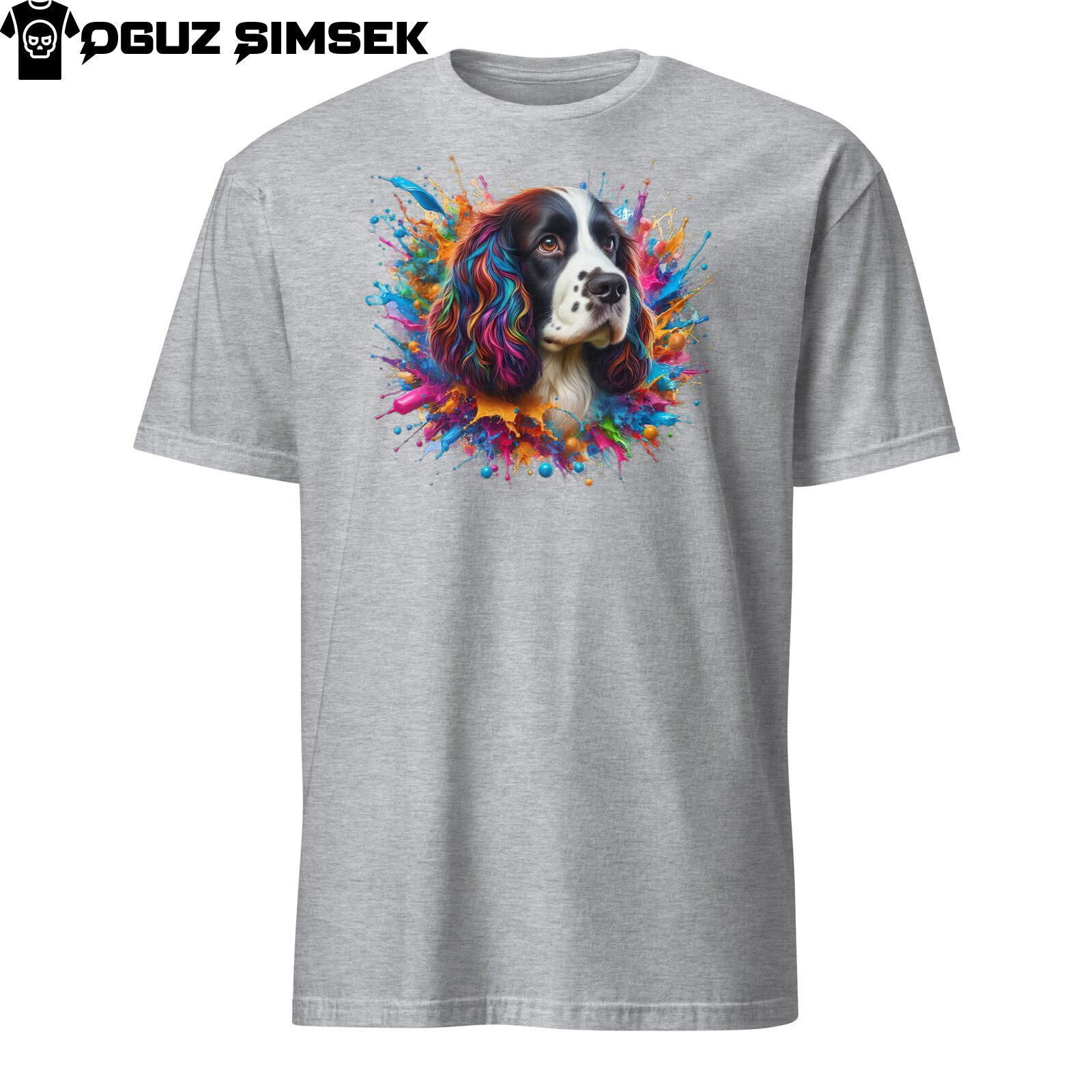 Colorful English Springer Spaniel Unisex T-Shirt Mens Womens Tees Top: Unique Dog Design! Tee S