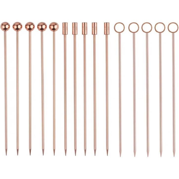 I-MART 15 Pack Stainless Steel Cocktail Picks Martini Olive Skewers, Reble Metal Garnish Sticks for Drinks, Appetizers, Bloody Mary, Olives, Citrus,