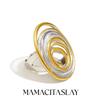 MamacitaSlay 316L Stainless Steel Two Tone Oval Thread Opening Ring Party Waterproof 18K Gold Plated Jewelry Women's Unique Gift