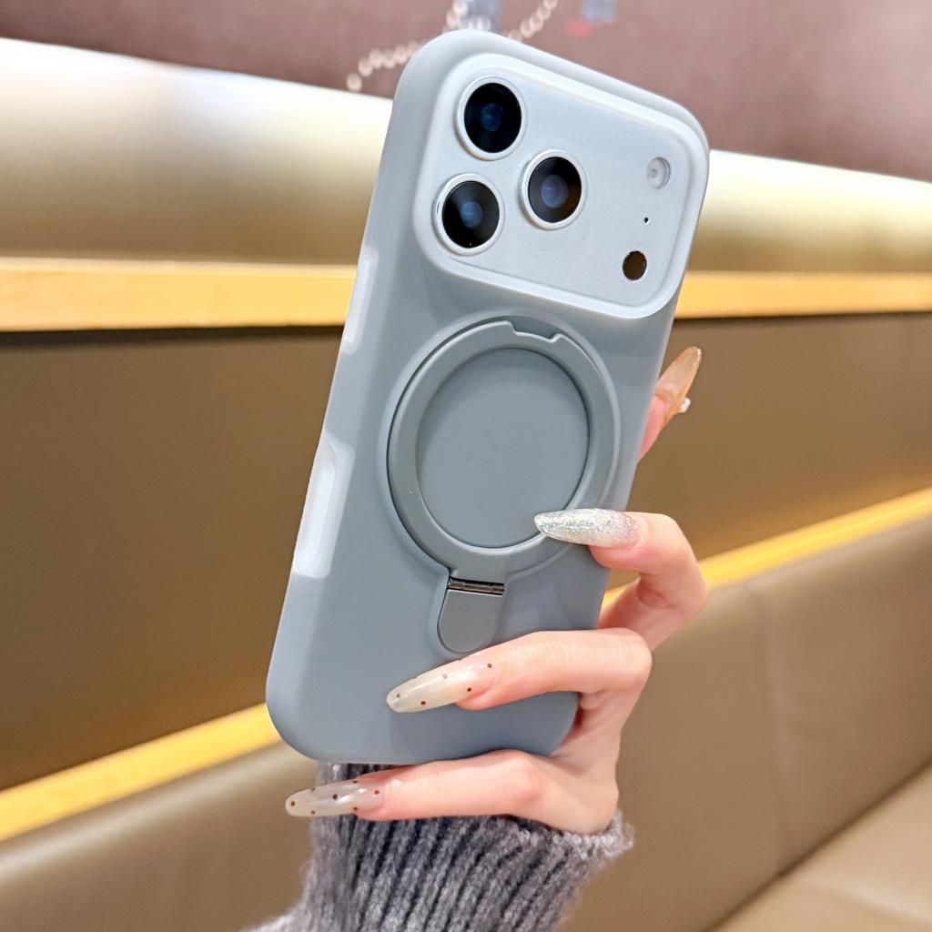 Stand Holder For Magsafe Wireless Charge Kickstand Case For iPhone Air 17 16 15 Pro Max Jelly Neon Silicone Shockproof Cover